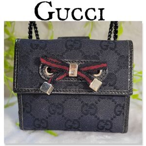 Authentic Gucci Princy GG Canvas Compact French Wallet